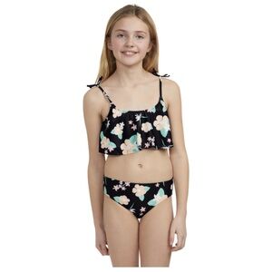 Hurley Black Floral Bikini Set girls size 12